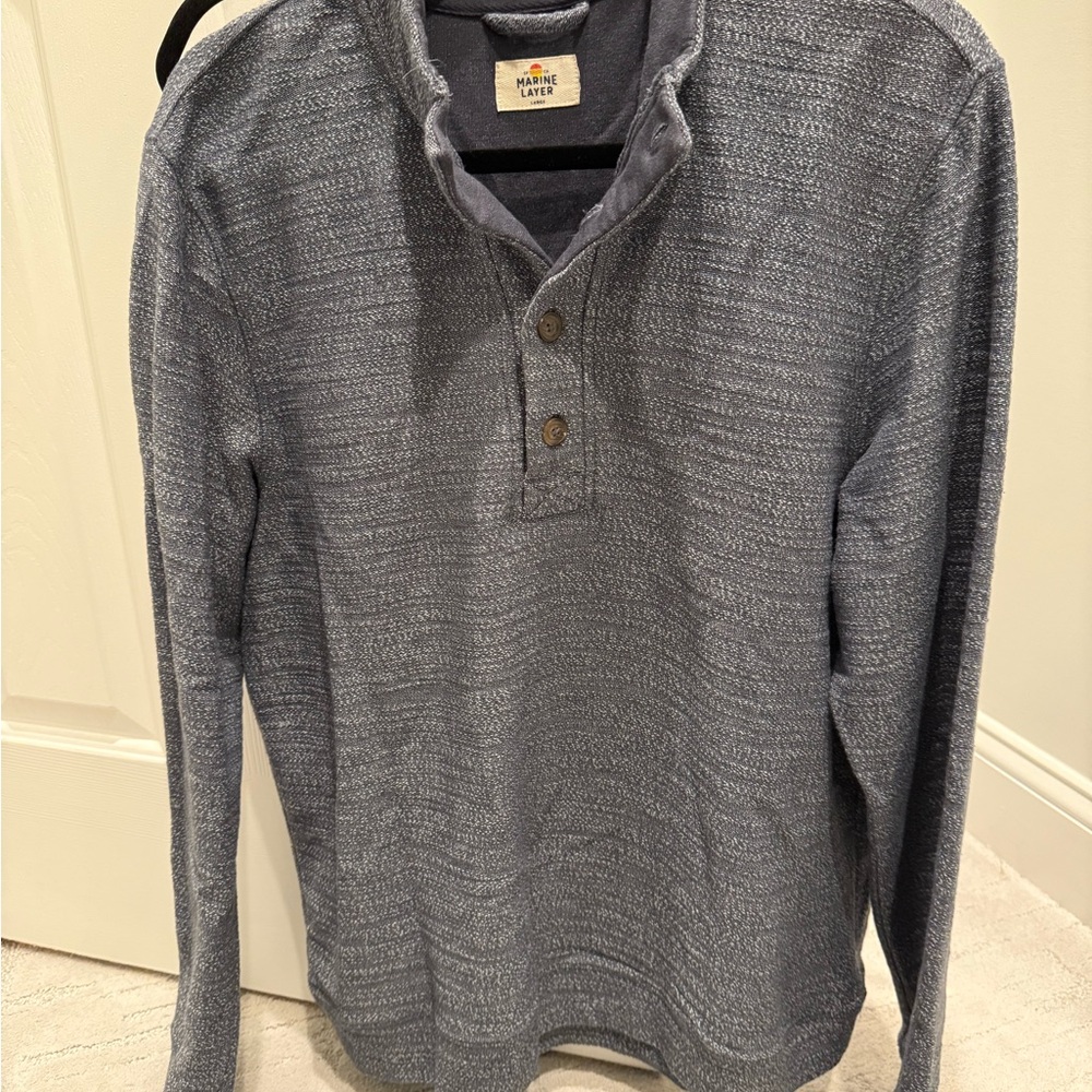 Marine Layer Blue Henley Sweater
